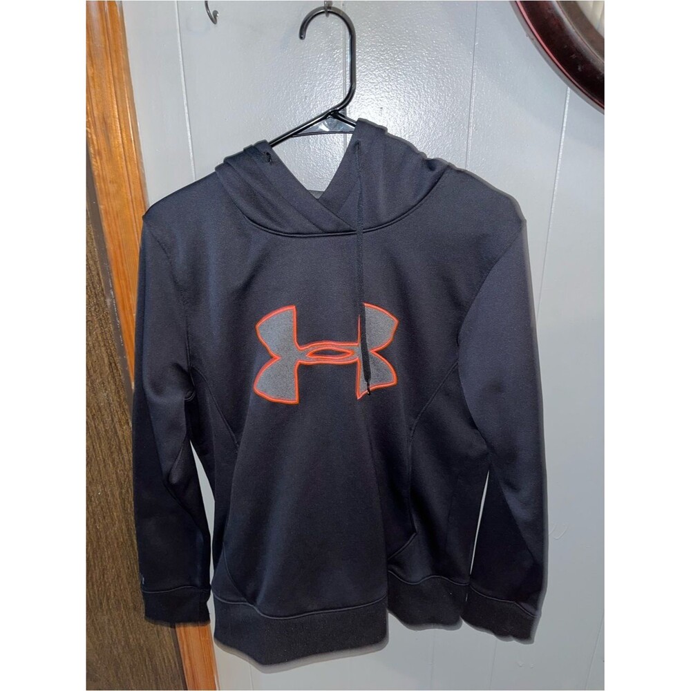 Under Armour Black Hoodie with Orange Logo size Large
